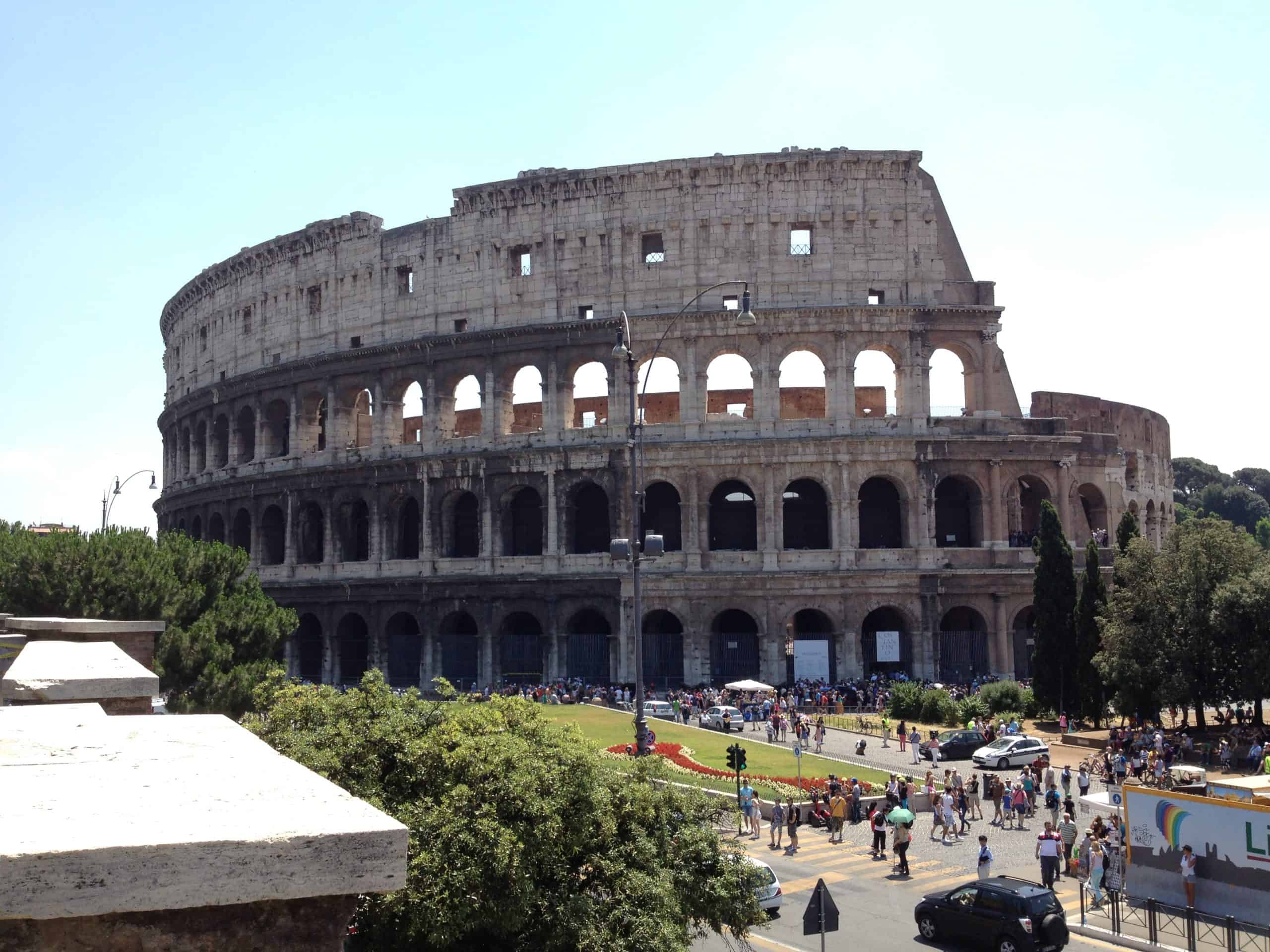 The ruins of the Roman Colosseum.