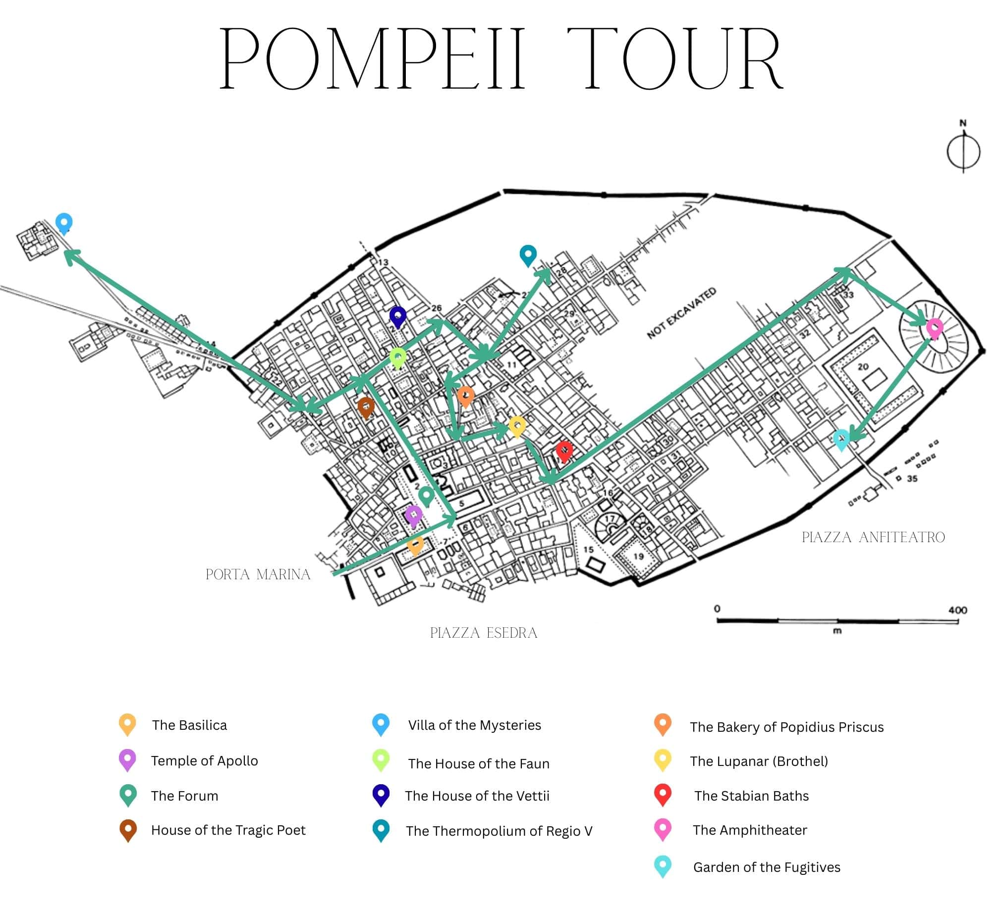 Guide map of pompeii