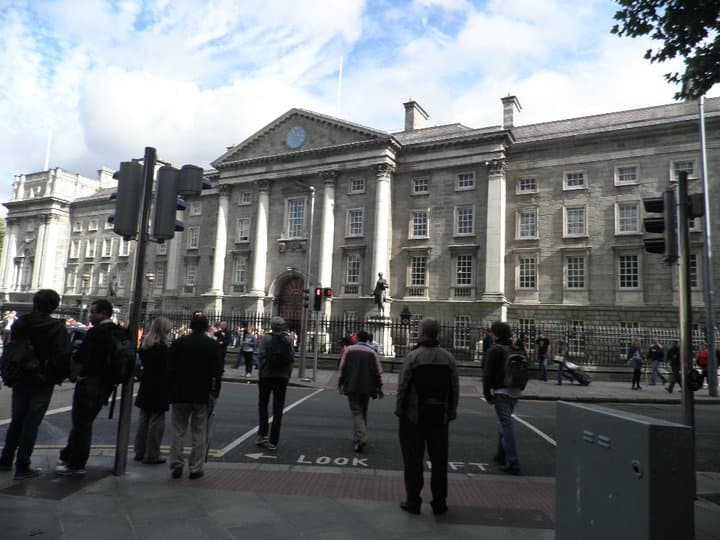 Front view of Trinity College in Dublin, Ireland.