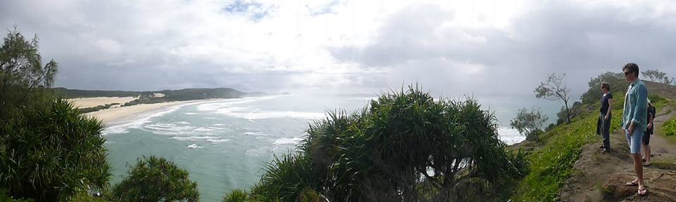 View of the beach from Indian Head lookout on K'gari Island in Australia.