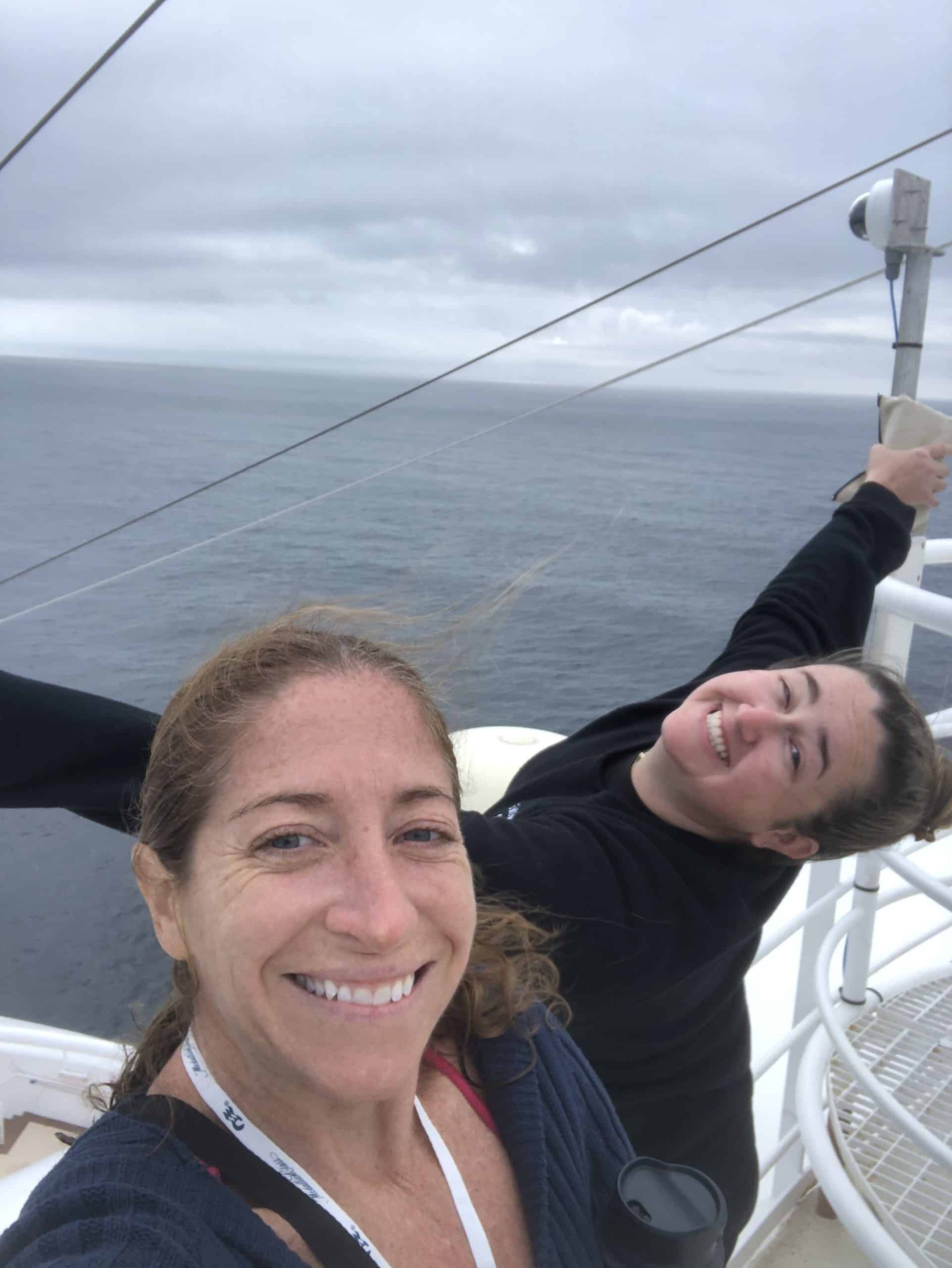 Two women take a selfie aboard their Alaskan Cruise.