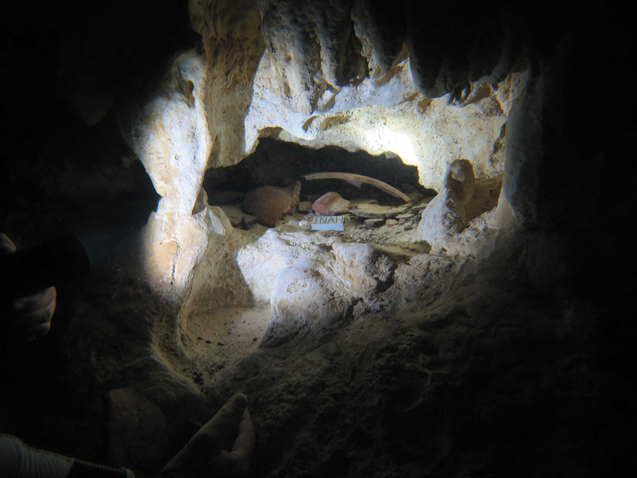 Underwater Mayan artifacts in the cenotes of Mexico.
