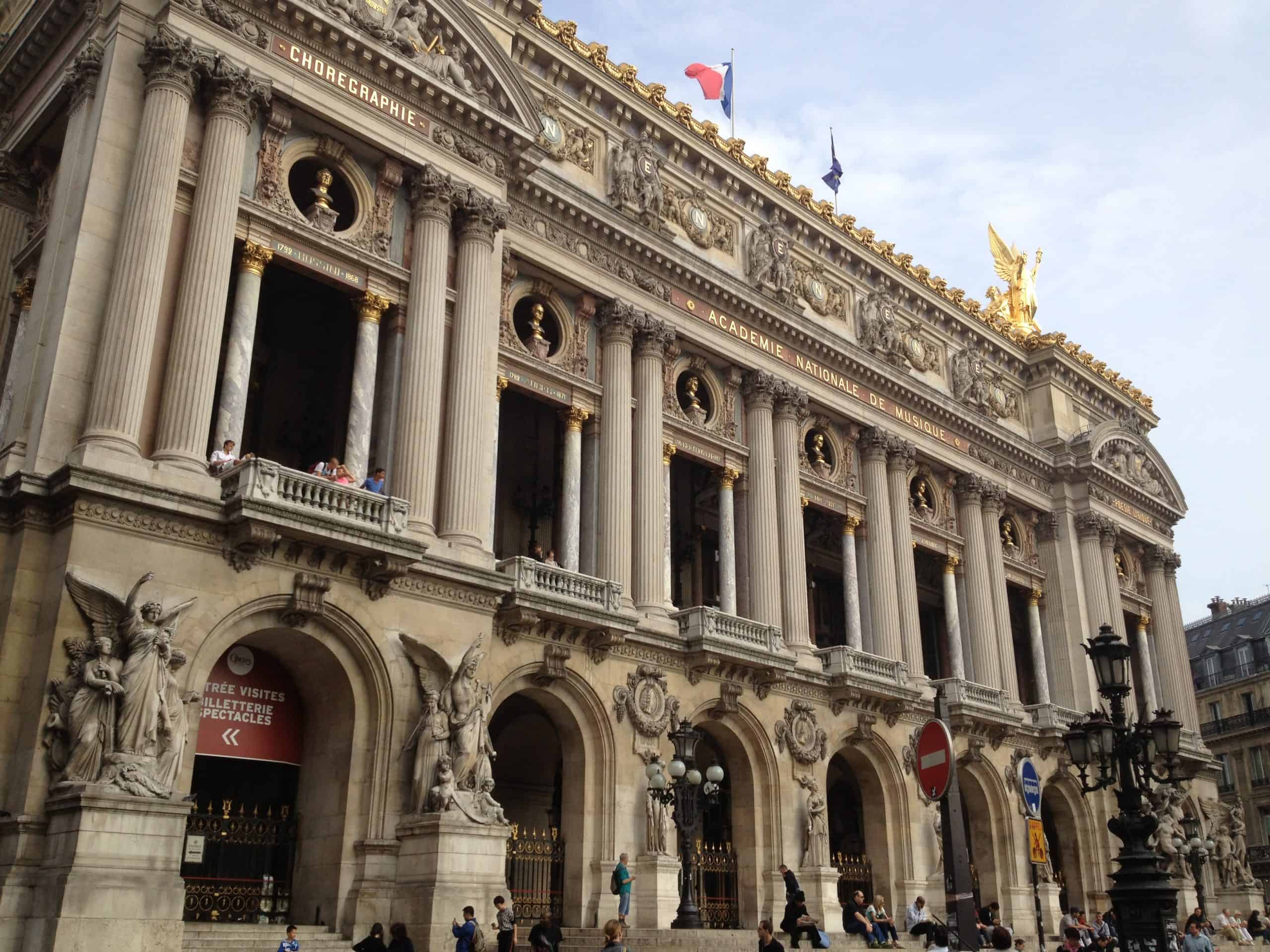 The facade of the Palais Garnier in Paris, France.