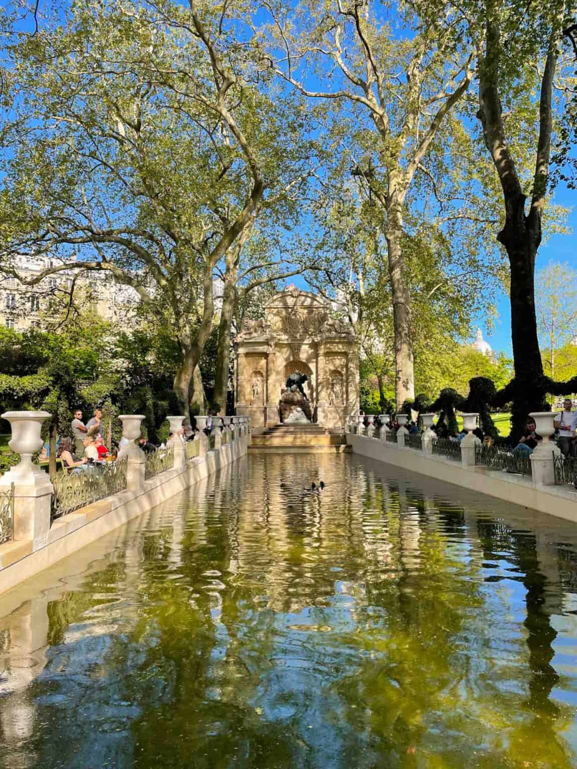 The Medici Fountain in the Luxembourg gardens in Paris, France.