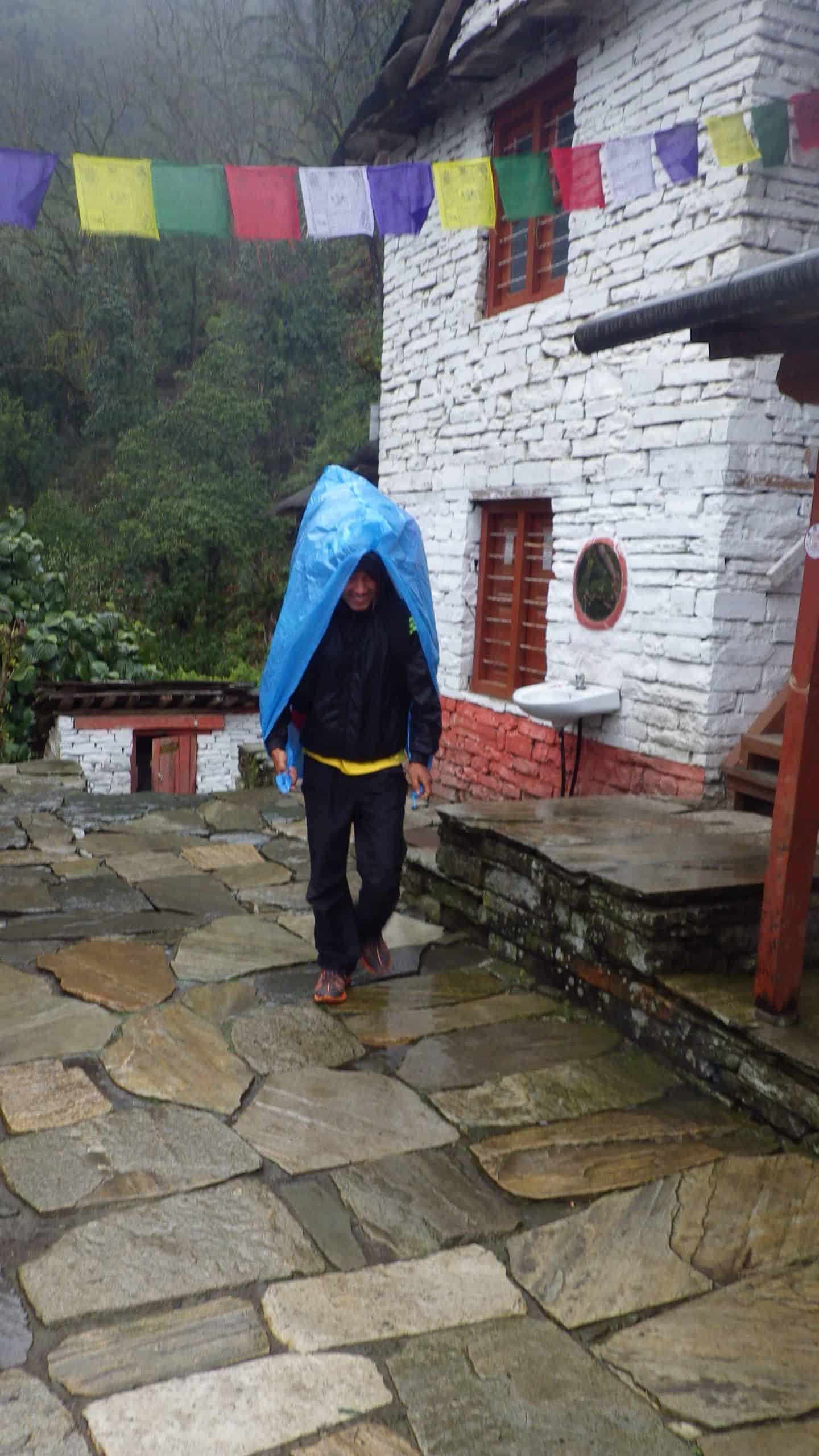 Trekking the Annapurna Circuit in the rain.