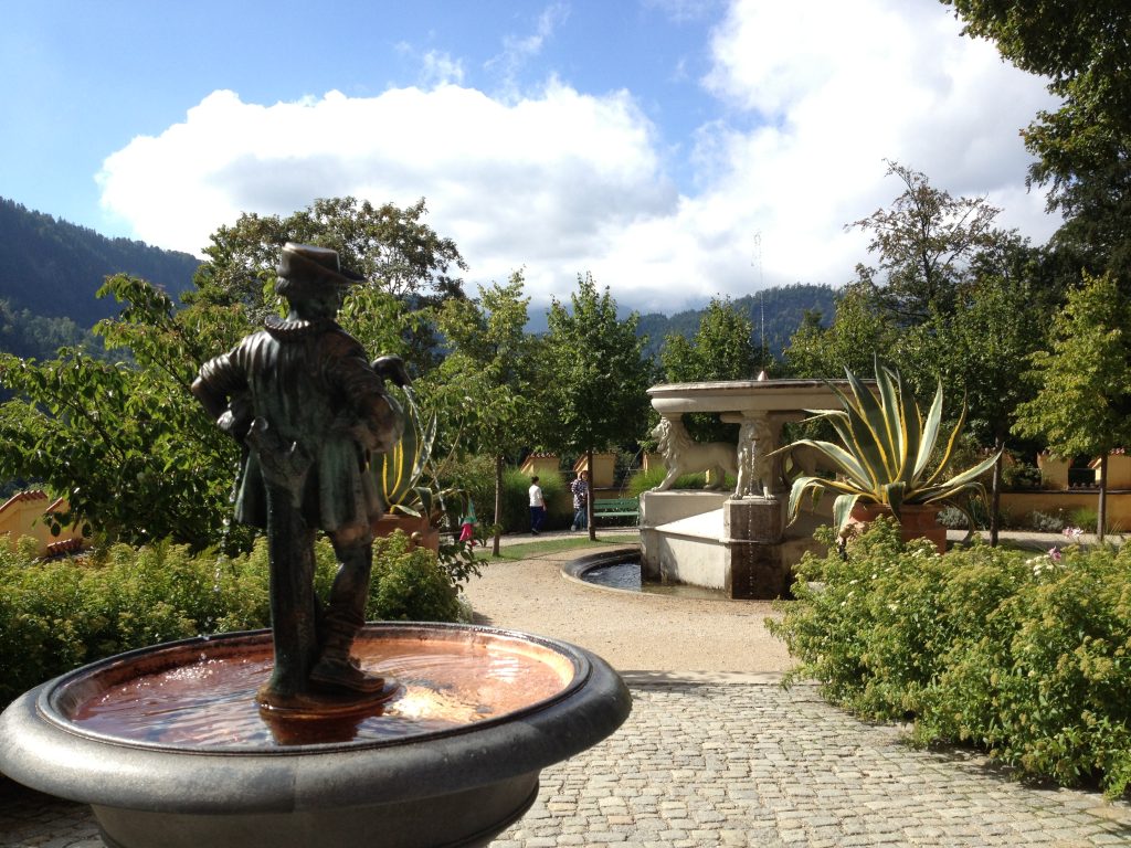 A view of the gardens at Hohenschwangau Castle. 