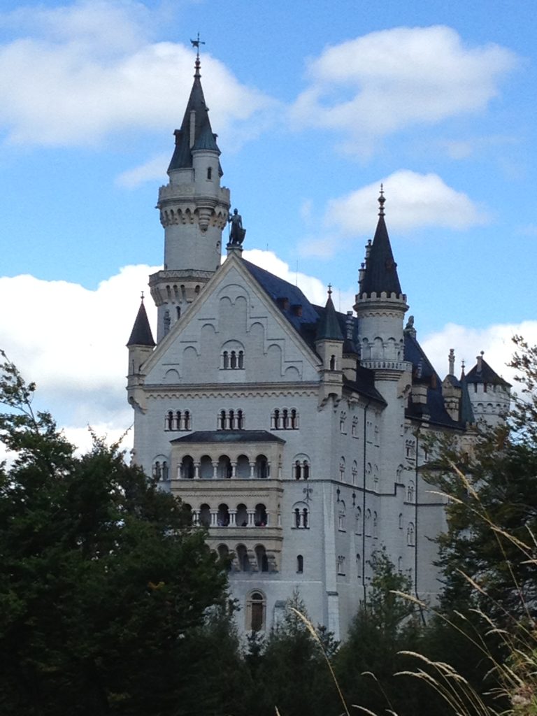 A front view of the Neuschwanstein Castle that inspired Disney's iconic castle.