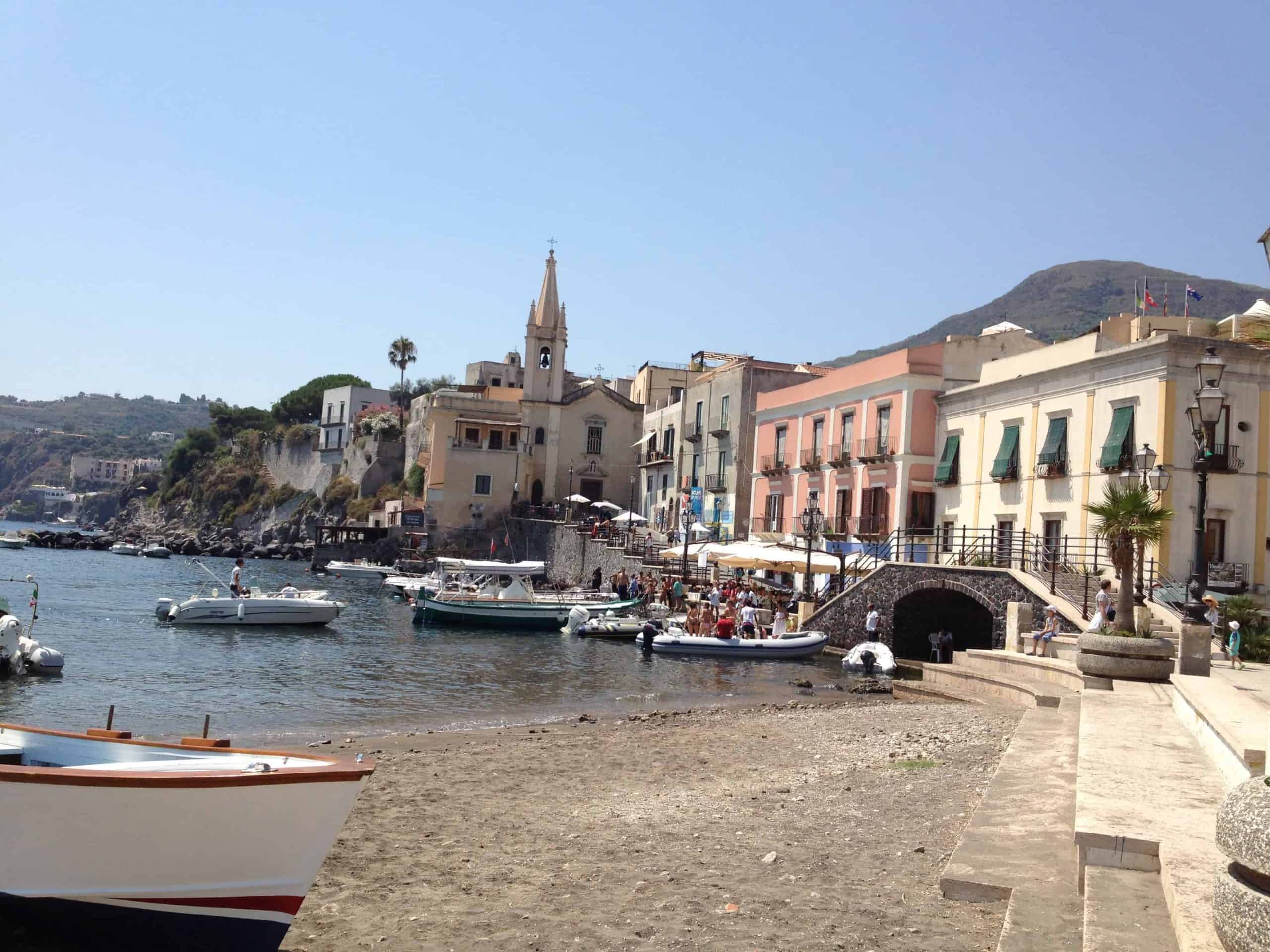 A small and busy marina on the Aeolian island of Lipari.