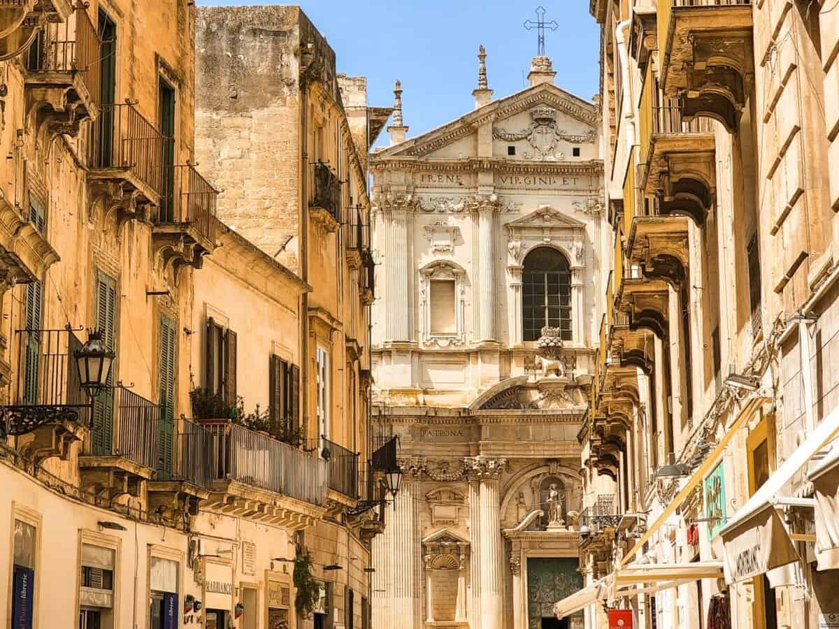 Street view in Lecce, a town in the Puglia region of Italy.