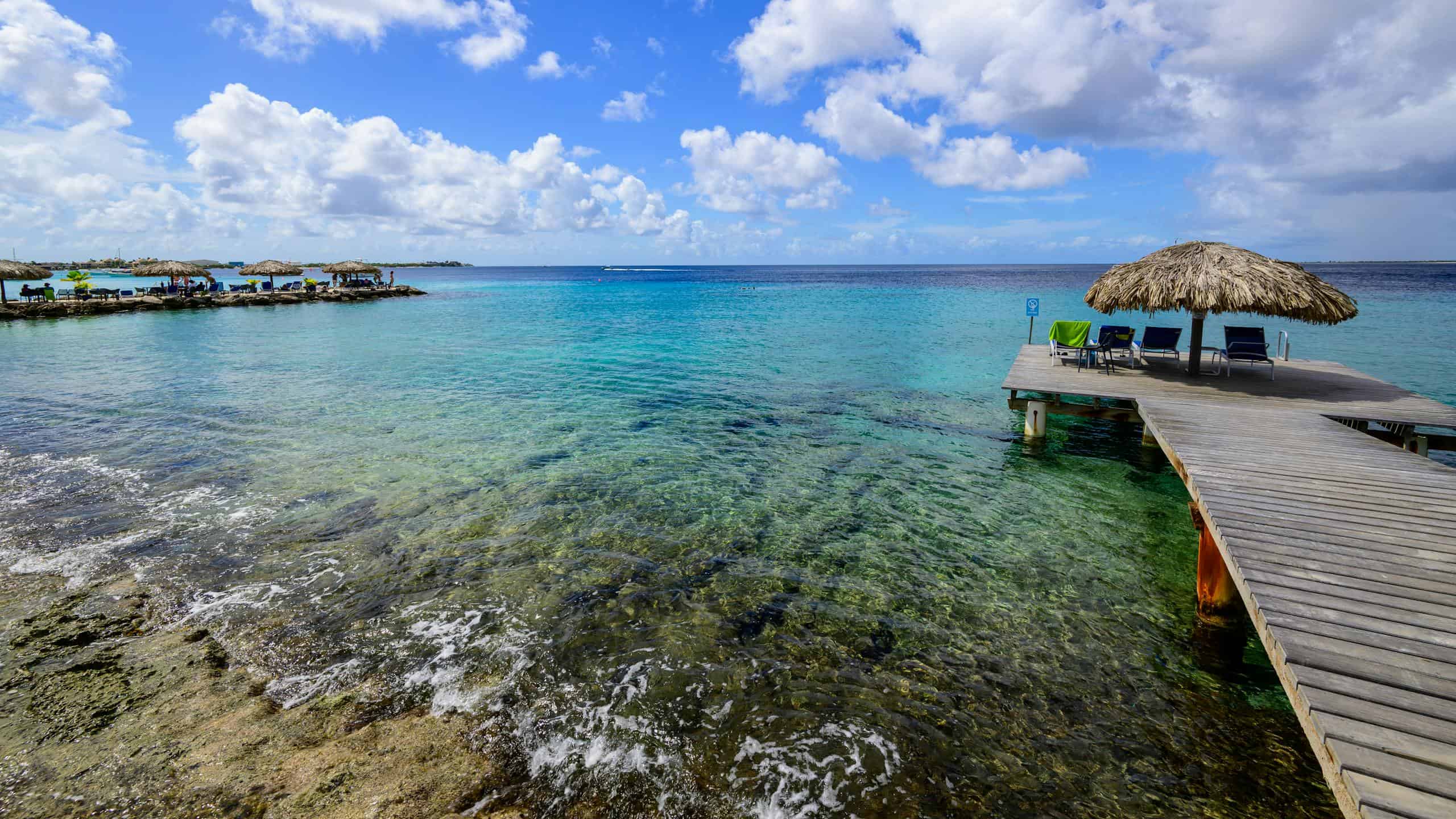 Beautiful clear waters and peaceful beachfront at Bonaire, Caribbean Netherlands.