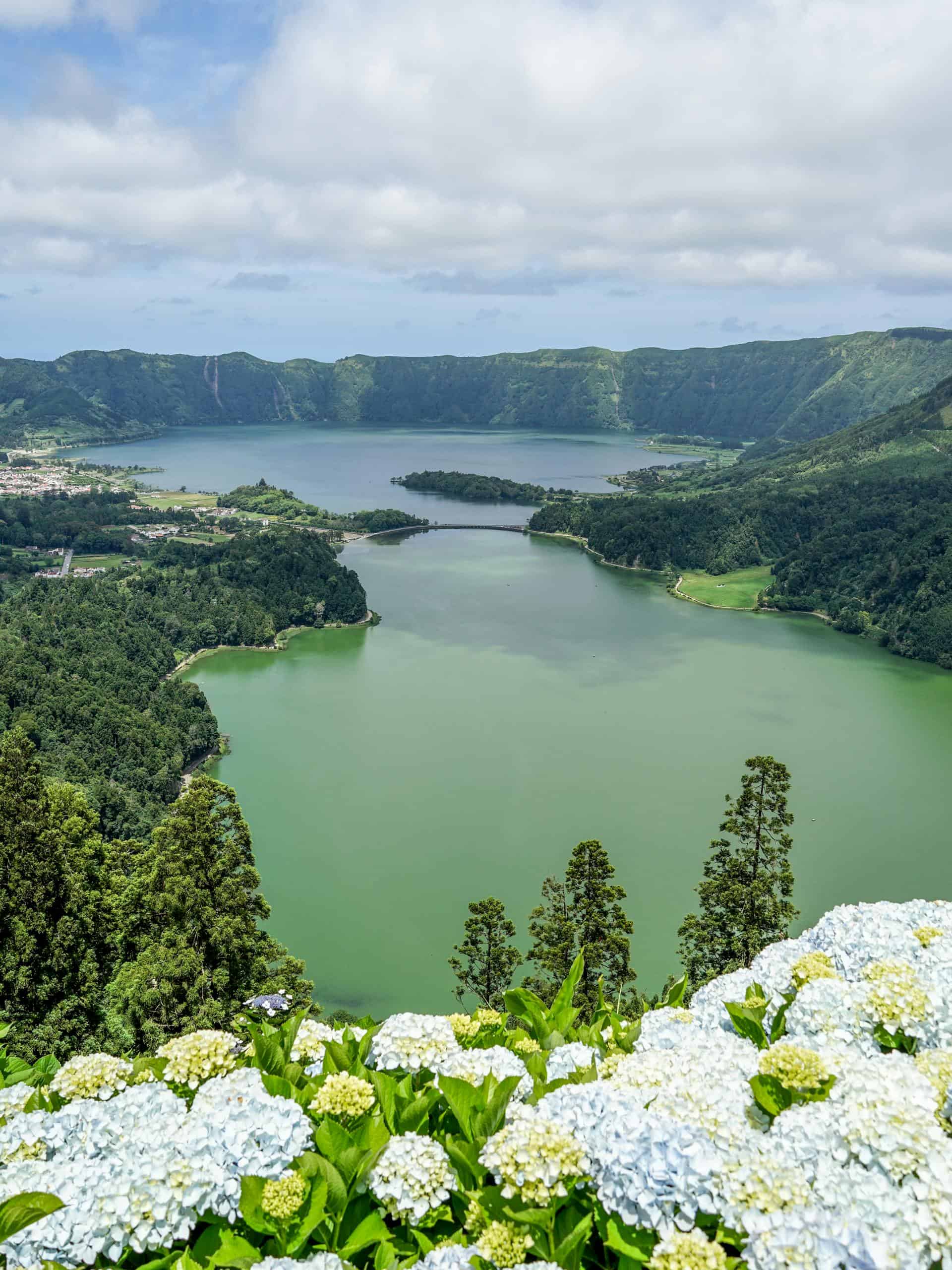 Breathtaking view of Sete Cidades Lagoon in the Azores, Portugal.