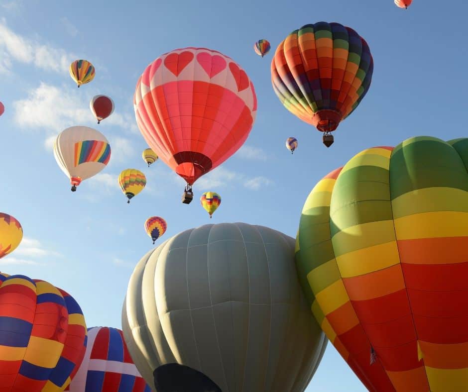 Romantic hot air balloon ride in Taos, New Mexico.