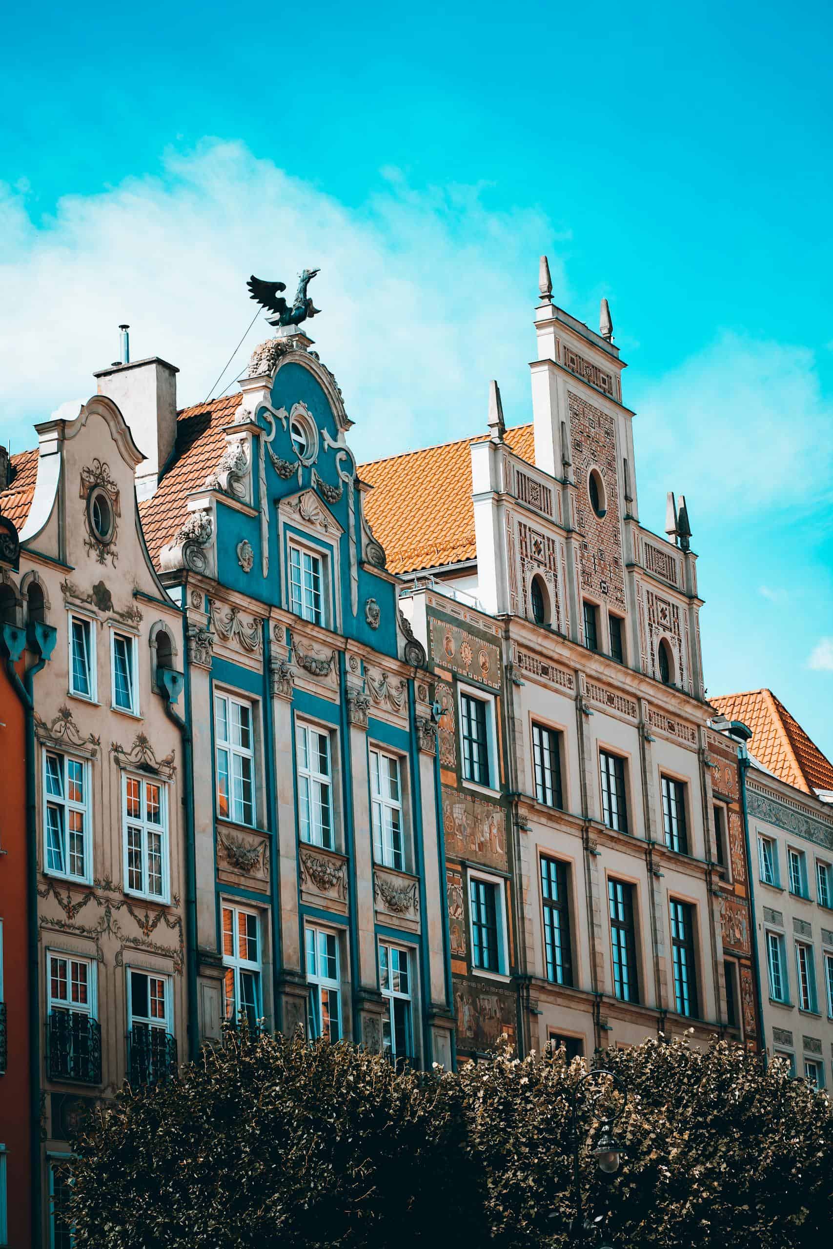 Charming Gothic architecture in Gdańsk's historic district with colorful facades.